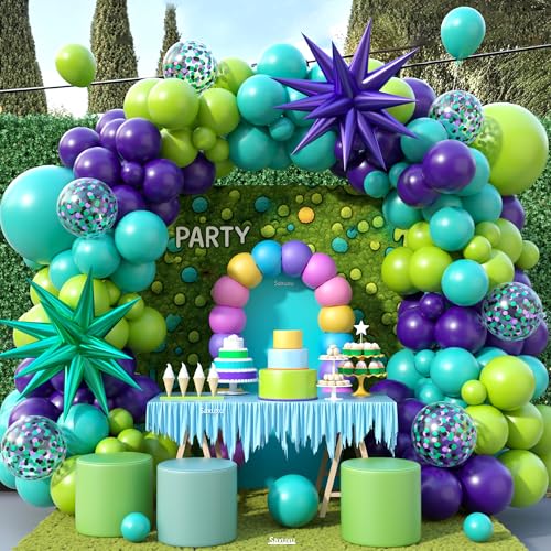 Grün/Violett/Blaugrün/Blaugrün/Blaugrün/Blaugrün/Blaugrün/Blaugrün/Konfetti-Geburtstagsballons mit Stern-Folienballons für Kinder, Jungen, Mädchen, Cartoon-Geburtstagsparty-Dekorationen Grün/Violett/Blaugrün/Blaugrün/Blaugrün/Blaugrün/Blaugrün/Blaugrün/Konfetti-Geburtstagsballons mit Stern-Folienballons für Kinder, Jungen, Mädchen, Cartoon-Geburtstagsparty-Dekorationen von Saxuxu