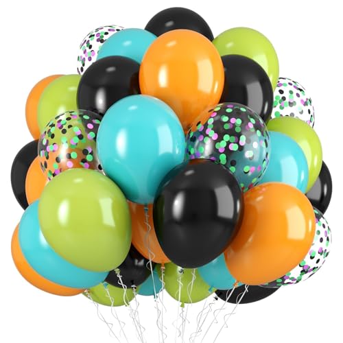 Grüne orange-schwarze Luftballons, 30,5 cm, Obstgrün, Orange, Blaugrün, Schwarz, Konfetti-Latex-Luftballons für Kinder, Jungen, Party, Babyparty, Geburtstag, Party-Dekorationen Grüne orange-schwarze Luftballons, 30,5 cm, Obstgrün, Orange, Blaugrün, Schwarz, Konfetti-Latex-Luftballons für Kinder, Jungen, Party, Babyparty, Geburtstag, Party-Dekorationen von Saxuxu