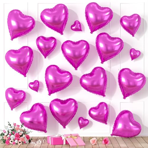 Herzförmige Luftballons, herzförmige Luftballons, 20 Stück, 5/10/45,7 cm, Hot Pink, Folienballons für Valentinstag, Dekorationen, Hochzeit, Verlobung, Brautpartys, Jubiläumsfeiern Herzförmige Luftballons, herzförmige Luftballons, 20 Stück, 5/10/45,7 cm, Hot Pink, Folienballons für Valentinstag, Dekorationen, Hochzeit, Verlobung, Brautpartys, Jubiläumsfeiern von Saxuxu
