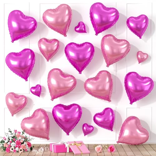 Herzförmige Luftballons, herzförmige Luftballons, 20 Stück, 5/10/45,7 cm, rosa Folienballons für Valentinstag, Dekorationen, Hochzeit, Verlobung, Brautpartys, Jubiläumsfeiern Herzförmige Luftballons, herzförmige Luftballons, 20 Stück, 5/10/45,7 cm, rosa Folienballons für Valentinstag, Dekorationen, Hochzeit, Verlobung, Brautpartys, Jubiläumsfeiern von Saxuxu