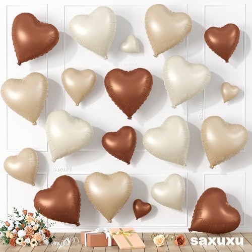 Herzförmige Luftballons in Herzform, braun, cremefarben, 20 Stück, 5/10/45,7 cm, Aprikose, Beige, Kaffeefolie, Liebesballons für Valentinstag, Hochzeit, Verlobung, Brautpartys, Jubiläumsfeiern Herzförmige Luftballons in Herzform, braun, cremefarben, 20 Stück, 5/10/45,7 cm, Aprikose, Beige, Kaffeefolie, Liebesballons für Valentinstag, Hochzeit, Verlobung, Brautpartys, Jubiläumsfeiern von Saxuxu