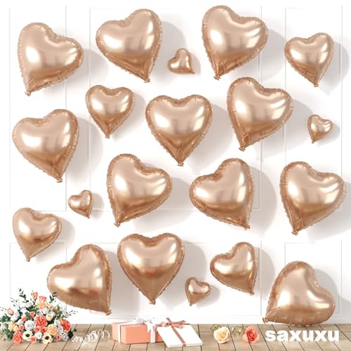 Herzförmige Luftballons in Rotgold, 20 Stück, 5/10/45,7 cm, Roségold-Folie, Liebesballons für Valentinstag, Dekorationen, Hochzeit, Verlobung, Brautpartys, Jubiläumsfeiern Herzförmige Luftballons in Rotgold, 20 Stück, 5/10/45,7 cm, Roségold-Folie, Liebesballons für Valentinstag, Dekorationen, Hochzeit, Verlobung, Brautpartys, Jubiläumsfeiern von Saxuxu