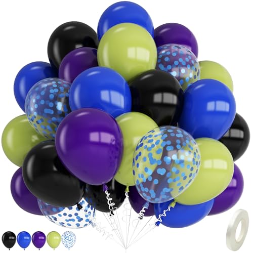 Lila Blau Luftballons, 12 Zoll Schwarz Lila Grün Party Ballons, Königsblau Schwarz Obst Grün Latexballon mit Blau Konfetti Ballon für Jungen Monster Cartoon Babyparty Dekoration Lila Blau Luftballons, 12 Zoll Schwarz Lila Grün Party Ballons, Königsblau Schwarz Obst Grün Latexballon mit Blau Konfetti Ballon für Jungen Monster Cartoon Babyparty Dekoration von Saxuxu