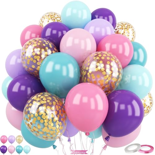 Luftballons in Rosa, Blau, Lila, 30,5 cm, Pastellfarben, Macaron, Rosa, Lila, Blaugrün, Blau, Gold, Konfetti, Geburtstagsballons für Kinder, Mädchen, Prinzessin, Geburtstag, Party, Hochzeit, Luftballons in Rosa, Blau, Lila, 30,5 cm, Pastellfarben, Macaron, Rosa, Lila, Blaugrün, Blau, Gold, Konfetti, Geburtstagsballons für Kinder, Mädchen, Prinzessin, Geburtstag, Party, Hochzeit, von Saxuxu
