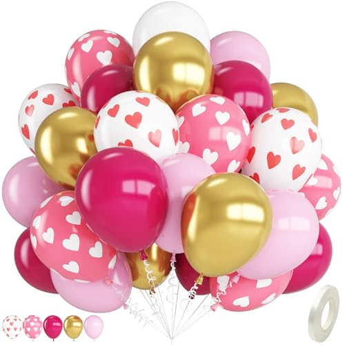 Luftballons in Rosa, Gold, 30,5 cm, Herz-Druck, Metallic-Gold, Hot Pink, Maca-Rosa, Latex-Ballon mit Herz-Druck, Ballon für Muttertag, Hochzeit, Mädchen, Frauen, Geburtstagsparty-Dekorationen Luftballons in Rosa, Gold, 30,5 cm, Herz-Druck, Metallic-Gold, Hot Pink, Maca-Rosa, Latex-Ballon mit Herz-Druck, Ballon für Muttertag, Hochzeit, Mädchen, Frauen, Geburtstagsparty-Dekorationen von Saxuxu
