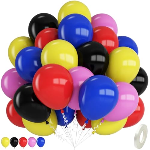 Luftballons in Rot, Blau, Gelb, 30,5 cm, bunte Partyballons, rot, königsblau, gelb, schwarz, rosa, verschiedene Farben, Latex-Ballon für Kinder, Jungen, Spielzeug, Thema, Geburtstagsparty-Dekorationen Luftballons in Rot, Blau, Gelb, 30,5 cm, bunte Partyballons, rot, königsblau, gelb, schwarz, rosa, verschiedene Farben, Latex-Ballon für Kinder, Jungen, Spielzeug, Thema, Geburtstagsparty-Dekorationen von Saxuxu