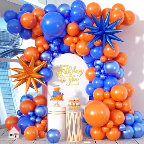 Orange und Blau Ballonbogen Girlande Kit, Königsblau Metallic Gold Orange Luftballons mit Stern Folienballons für Kinder Jungen Männer Cartoon Thema Geburtstag Party Dekorationen Babyparty Hintergrund Orange und Blau Ballonbogen Girlande Kit, Königsblau Metallic Gold Orange Luftballons mit Stern Folienballons für Kinder Jungen Männer Cartoon Thema Geburtstag Party Dekorationen Babyparty Hintergrund von Saxuxu