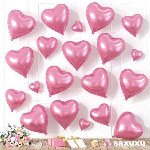 Rosa Herz-Luftballons, herzförmige Luftballons, 20 Stück, 5/10/45,7 cm, rosa Folienballons für Valentinstag, Dekorationen, Hochzeit, Verlobung, Brautpartys, Jubiläumsfeiern Rosa Herz-Luftballons, herzförmige Luftballons, 20 Stück, 5/10/45,7 cm, rosa Folienballons für Valentinstag, Dekorationen, Hochzeit, Verlobung, Brautpartys, Jubiläumsfeiern von Saxuxu