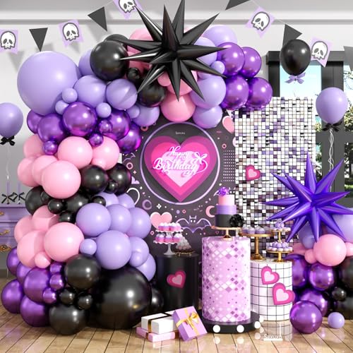 Rosa und Lila Ballonbogen Girlande Kit, Schwarz Macaron Metallic Lila Rosa Geburtstag Luftballons Stern Folienballons für Kinder Prinzessin Mädchen Cartoon Thema Geburtstag Dekorationen Babyparty Rosa und Lila Ballonbogen Girlande Kit, Schwarz Macaron Metallic Lila Rosa Geburtstag Luftballons Stern Folienballons für Kinder Prinzessin Mädchen Cartoon Thema Geburtstag Dekorationen Babyparty von Saxuxu