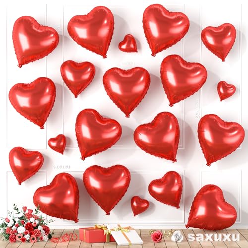 Rote Herzballons, herzförmige Luftballons, 20 Stück, 1,5 cm, 10,4 cm, 18 Zoll, rote Folienballons für Valentinstag, Dekorationen, Hochzeit, Verlobung, Brautpartys, Jubiläumsfeiern Rote Herzballons, herzförmige Luftballons, 20 Stück, 1,5 cm, 10,4 cm, 18 Zoll, rote Folienballons für Valentinstag, Dekorationen, Hochzeit, Verlobung, Brautpartys, Jubiläumsfeiern von Saxuxu