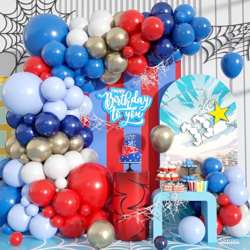 Rotes und blaues Ballonbogen-Set, rot-weiß-blaues Ballon-Girlanden-Set, Sand-Gold-Luftballons, marineblaue weiße Luftballons für Unabhängigkeitstag, Baseball-Cartoon-Thema, Babyparty Rotes und blaues Ballonbogen-Set, rot-weiß-blaues Ballon-Girlanden-Set, Sand-Gold-Luftballons, marineblaue weiße Luftballons für Unabhängigkeitstag, Baseball-Cartoon-Thema, Babyparty von Saxuxu