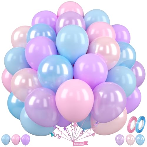 Saxuxu Blaue rosa lila Luftballons, 30,5 cm Pastell-Partyballons, Perlrosa lila blaue Pastellballons für Babyparty, Geschlechtsoffenbarung, Meerjungfrau, Geburtstag, Hochzeit, Saxuxu Blaue rosa lila Luftballons, 30,5 cm Pastell-Partyballons, Perlrosa lila blaue Pastellballons für Babyparty, Geschlechtsoffenbarung, Meerjungfrau, Geburtstag, Hochzeit, von Saxuxu