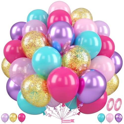 Saxuxu Blaugrüne rosa lila Luftballons, 30,5 cm, Prinzessinnen-Partyballons, Pastellrosa, Blaugrün, Lila, Metallic-Gold, Konfetti-Ballons für Mädchen, Babyparty, Geschlechtsoffenbarung, Prinzessin, Saxuxu Blaugrüne rosa lila Luftballons, 30,5 cm, Prinzessinnen-Partyballons, Pastellrosa, Blaugrün, Lila, Metallic-Gold, Konfetti-Ballons für Mädchen, Babyparty, Geschlechtsoffenbarung, Prinzessin, von Saxuxu