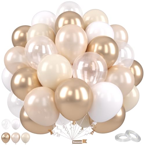 Saxuxu Luftballons aus Weißgold, 30,5 cm, Gold-Partyballons, hautfarben, metallisch, Champagner, Gold, Perle, Weiß, klare Ballons für Hochzeit, Verlobung, Jahrestag, Geburtstag, Party-Dekorationen Saxuxu Luftballons aus Weißgold, 30,5 cm, Gold-Partyballons, hautfarben, metallisch, Champagner, Gold, Perle, Weiß, klare Ballons für Hochzeit, Verlobung, Jahrestag, Geburtstag, Party-Dekorationen von Saxuxu
