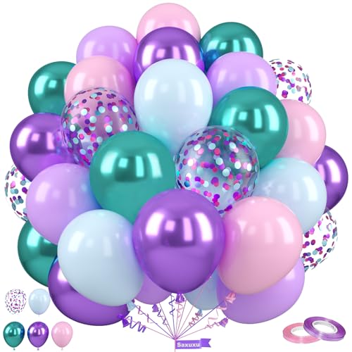 Saxuxu Meerjungfrau Party Luftballons, 30,5 cm Pastell Lila und Blaugrün, Rosa Metallic Blaugrün Lila Konfetti Ballons für Mädchen Meerjungfrau Thema Prinzessin Geburtstag Babyparty Party Dekorationen Saxuxu Meerjungfrau Party Luftballons, 30,5 cm Pastell Lila und Blaugrün, Rosa Metallic Blaugrün Lila Konfetti Ballons für Mädchen Meerjungfrau Thema Prinzessin Geburtstag Babyparty Party Dekorationen von Saxuxu