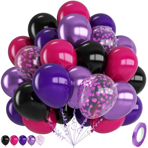 Schwarz Lila Luftballons, 30,5 cm Hot Pink Schwarz Party Ballons, Metallic Lila Schwarz Hot Pink Matt Lila Latex Ballon mit Konfetti Ballon für Kinder Mädchen Geburtstag Babyparty Party Dekorationen Schwarz Lila Luftballons, 30,5 cm Hot Pink Schwarz Party Ballons, Metallic Lila Schwarz Hot Pink Matt Lila Latex Ballon mit Konfetti Ballon für Kinder Mädchen Geburtstag Babyparty Party Dekorationen von Saxuxu