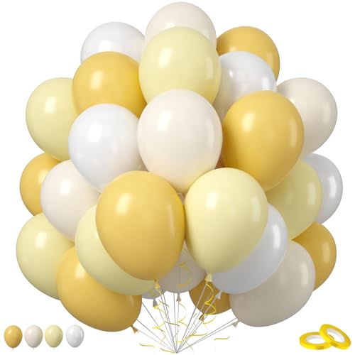 Senfgelbe weiße Luftballons, 30,5 cm, weißer Sand, Pastellgelb, Latex-Party-Ballon für Babyparty, Boho-Bienenbär-Thema, Geburtstag, Geschlechtsoffenbarung, Brautschmuck, Hochzeitsdekoration, 50 Stück Senfgelbe weiße Luftballons, 30,5 cm, weißer Sand, Pastellgelb, Latex-Party-Ballon für Babyparty, Boho-Bienenbär-Thema, Geburtstag, Geschlechtsoffenbarung, Brautschmuck, Hochzeitsdekoration, 50 Stück von Saxuxu