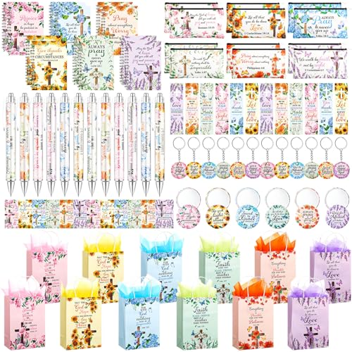 Sayglossy 108-teiliges christliches Geschenkset, inklusive Bibel-Notizbuch, Kugelschreiber, Kosmetiktaschen, Bibelvers, Papiertüten, religiöses Lesezeichen und Geschenkkarte, Armband, Sayglossy 108-teiliges christliches Geschenkset, inklusive Bibel-Notizbuch, Kugelschreiber, Kosmetiktaschen, Bibelvers, Papiertüten, religiöses Lesezeichen und Geschenkkarte, Armband, von Sayglossy