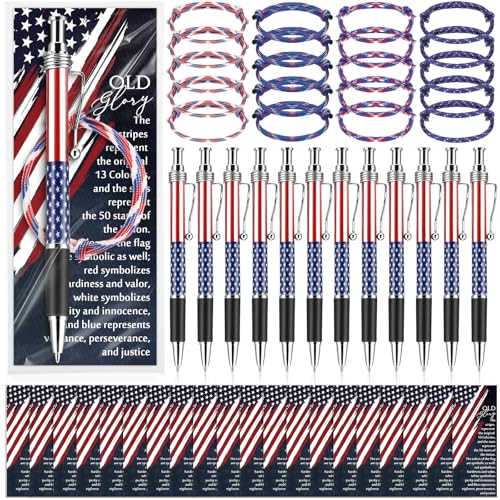 Sayglossy 120 Stück Veteranen-Tags-Geschenke mit amerikanischer Flagge, Souvenir, Geschenke mit amerikanischer Flagge, Kugelschreiber, Seilarmbänder und Sternstreifen-Lesezeichen für Patrioten Sayglossy 120 Stück Veteranen-Tags-Geschenke mit amerikanischer Flagge, Souvenir, Geschenke mit amerikanischer Flagge, Kugelschreiber, Seilarmbänder und Sternstreifen-Lesezeichen für Patrioten von Sayglossy