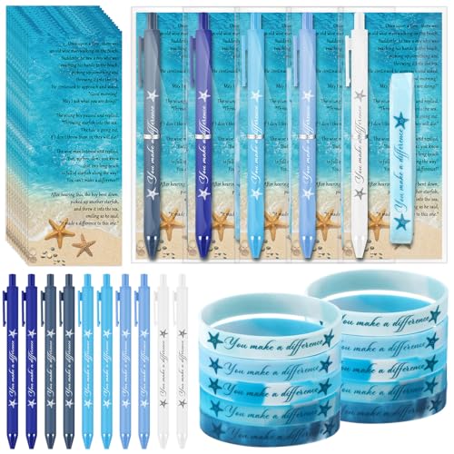 Sayglossy 25 Sets Seestern-Geschichten-Geschenke, You Make a Difference-Kugelschreiber, inspirierende Silikon-Armbänder, Dankeskarten, Freiwillige, Wertschätzungsgeschenke für Kollegen Sayglossy 25 Sets Seestern-Geschichten-Geschenke, You Make a Difference-Kugelschreiber, inspirierende Silikon-Armbänder, Dankeskarten, Freiwillige, Wertschätzungsgeschenke für Kollegen von Sayglossy