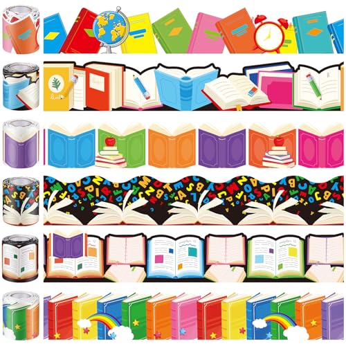 Sayglossy 6 Rollen 60 m Bordüre Bordüre Klassenzimmer Dekor Lehrer Pinnwand Dekorationen für Schule Klassenzimmer Büro Schreibtische Fenster Türen Schließfächer Dekorationen (Buch) von Sayglossy