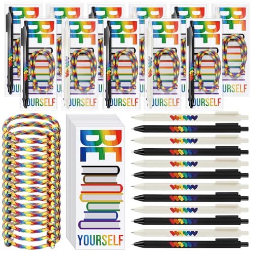 Sayglossy LGBTQ Geschenke Gay Pride Geschenke Großpackung Regenbogen Stift Armbänder Love is Love Kugelschreiber Pride Pen Be Proud of Yourself Lesezeichen Regenbogen Party Favors für Frauen Männer Sayglossy LGBTQ Geschenke Gay Pride Geschenke Großpackung Regenbogen Stift Armbänder Love is Love Kugelschreiber Pride Pen Be Proud of Yourself Lesezeichen Regenbogen Party Favors für Frauen Männer von Sayglossy