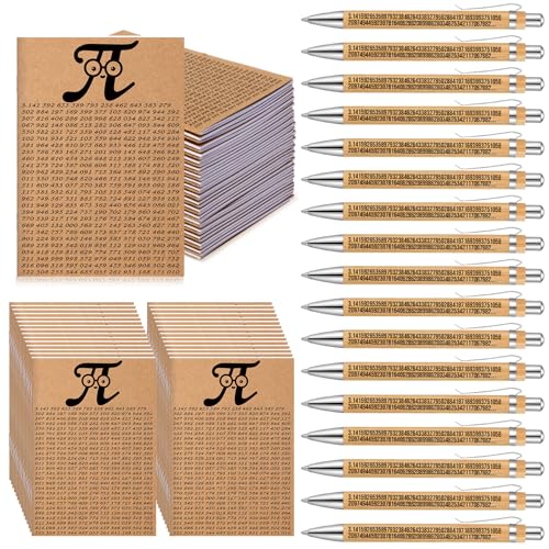 Sayglossy Pi-Mini-Notizblöcke und Bambusstifte, Geschenk zum Schulanfang, Geschenk für Studenten, Lehrer, Klassenzimmer, Preise, Mathematik-Liebhaber, Mathematik, 30 Sets von Sayglossy