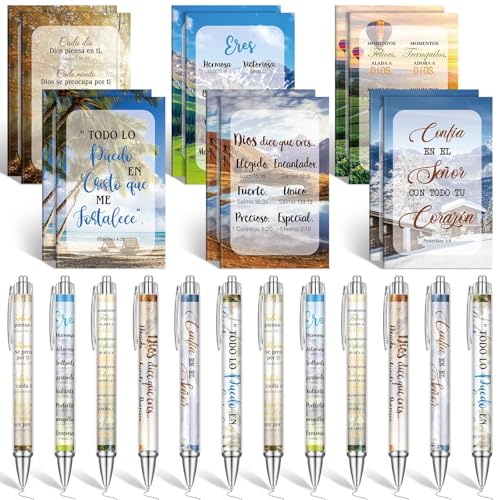 Sayglossy Regalos Cristianos En Español Spanische christliche Geschenke für Frauen, Mutterglaube, Bibelvers, Stift, Notizbuch, Regalos Cristianos para Mujer en Español Kirche, bunt, Szene, 24 Stück von Sayglossy