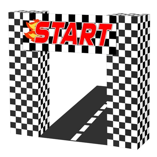 Saypacck 9-teiliges Rennwagen-Geburtstagsparty-Dekoration, karierte Flagge, Karton-Set, Rennthema, 89,9 cm Hintergrund, 30 cm Boxen, Lets Go-Rennbanner, Foto-Requisite für Jungen, Fan Saypacck 9-teiliges Rennwagen-Geburtstagsparty-Dekoration, karierte Flagge, Karton-Set, Rennthema, 89,9 cm Hintergrund, 30 cm Boxen, Lets Go-Rennbanner, Foto-Requisite für Jungen, Fan von Saypacck