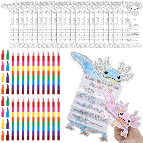 Saypacck Axolotl Valentinstagsgeschenke, 24-teiliges Set mit 24 stapelbaren Buntstiften für Party, Geburtstag, Bastelbedarf Saypacck Axolotl Valentinstagsgeschenke, 24-teiliges Set mit 24 stapelbaren Buntstiften für Party, Geburtstag, Bastelbedarf von Saypacck
