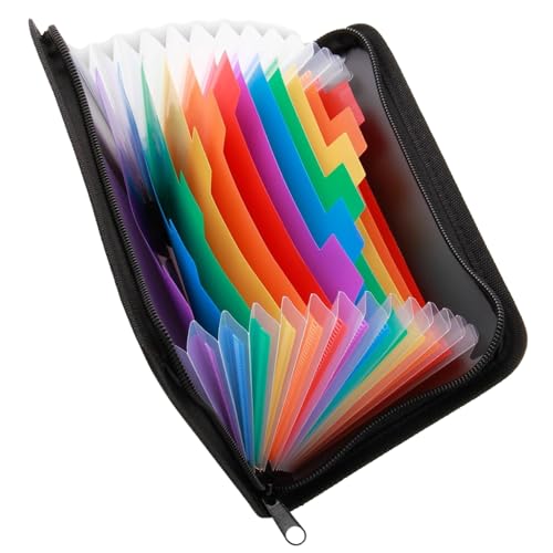 Quittungsorganizer - 13 Taschen Fächermappe mit Etiketten & Griff - A6 Akkordeon Ordner für Rechnungen, Coupons, Notizen - Tragbarer Organizer für Zuhause, Büro, Reisen - Schwarz von Sazoqunon