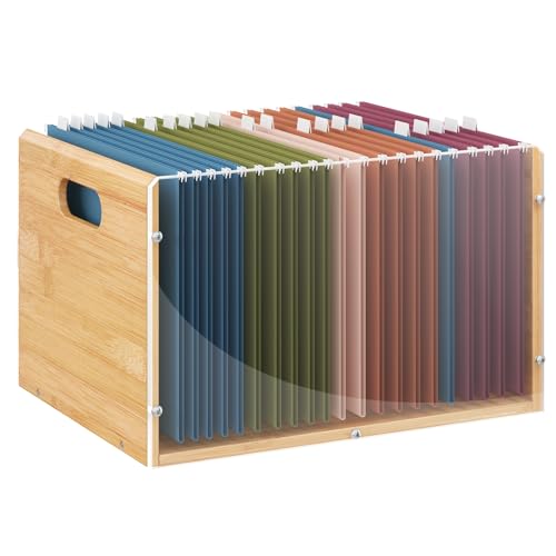 Sbanmao Brief-/Rechtliche Bambus-Acryl-Aktenbox, Organizer, hängende Aktenordner, Aufbewahrungsboxen, dekorative Dokumentenkiste, transparenter Aktenbehälter mit Griff für Zuhause, Büro, Schreibtisch von Sbanmao