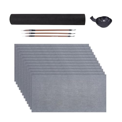 Sbshiouu 16-teiliges chinesisches Kalligraphie-Set enthält 3 Pinsel mit Holzgriff, 12 Wasserschreibtuchpapier und Tinte von Sbshiouu