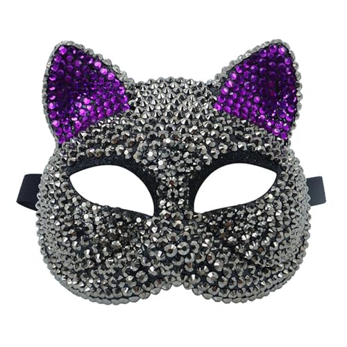 Sbshiouu Strass-Dekoration, Maskerade, Katzengesicht, halbes Gesicht, für Damen, Herren, Halloween, Cosplay, Enthusiasten, Strasssteine, Katzen Sbshiouu Strass-Dekoration, Maskerade, Katzengesicht, halbes Gesicht, für Damen, Herren, Halloween, Cosplay, Enthusiasten, Strasssteine, Katzen von Sbshiouu