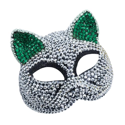 Sbshiouu Strass-Dekoration, Maskerade, Katzengesicht, halbes Gesicht, für Damen, Herren, Halloween, Cosplay, Enthusiasten, Strasssteine, Katzen Sbshiouu Strass-Dekoration, Maskerade, Katzengesicht, halbes Gesicht, für Damen, Herren, Halloween, Cosplay, Enthusiasten, Strasssteine, Katzen von Sbshiouu