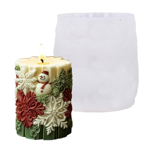 Weihnachts-Silikonform, Zylinderform, Silikonform für Epoxidharz, Seife, Schokolade, Backwerkzeug, Weihnachtsschneeflocken-Zylinder von Sbshiouu