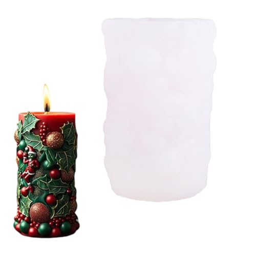 Weihnachts-Silikonform, Zylinderform, Silikonform für Epoxidharz, Seife, Schokolade, Backwerkzeug, Weihnachtsschneeflocken-Zylinder von Sbshiouu