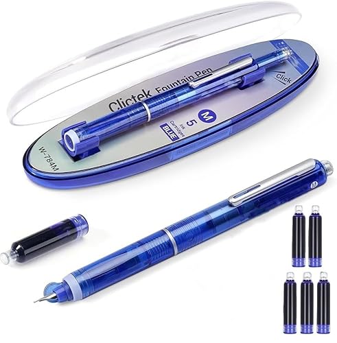 Füllfederhalter, Füllfederhalter, 0,38 mm, blaue Tinte, transparenter Schaft, inklusive 5 nachfüllbaren Tintenpatronen, mittlere Feder für glattes Schreiben, kein Auslaufen Füllfederhalter, Füllfederhalter, 0,38 mm, blaue Tinte, transparenter Schaft, inklusive 5 nachfüllbaren Tintenpatronen, mittlere Feder für glattes Schreiben, kein Auslaufen von Sbyzm