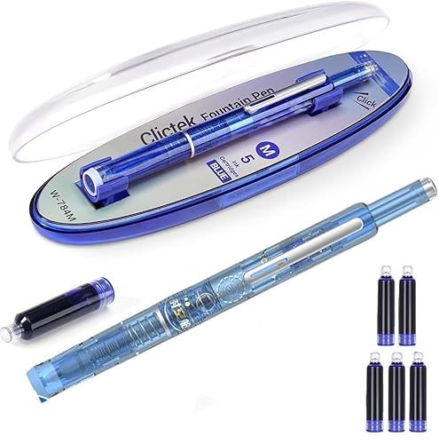 Füllfederhalter, Füllfederhalter, 0,38 mm, blaue Tinte, transparenter Schaft, inklusive 5 nachfüllbaren Tintenpatronen, mittlere Feder für glattes Schreiben, kein Auslaufen Füllfederhalter, Füllfederhalter, 0,38 mm, blaue Tinte, transparenter Schaft, inklusive 5 nachfüllbaren Tintenpatronen, mittlere Feder für glattes Schreiben, kein Auslaufen von Sbyzm
