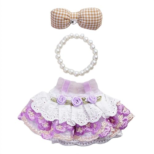 Kleidung für 17 cm große Puppen und Plüschtiere, süßes Kleid mit Kunstperlenkette und Schleife, Dress Up Rock Zubehör, keine Puppen von Sbyzm