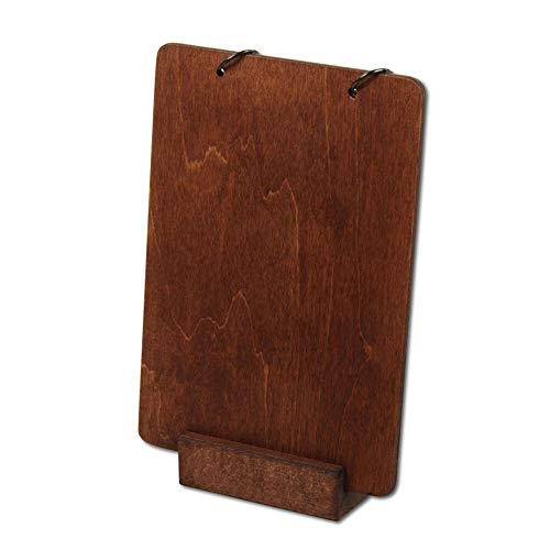 Tischaufsteller Woody Ring aus Holz dunkel A6 von Scampolo Design