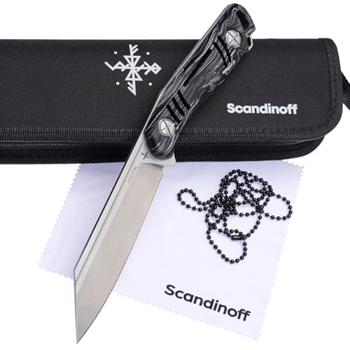 Scandinoff STEELETON 130 Nordic Night - feststehendes Messer mit SANDVIK 14C28N - G10 Griffe - Modern SEAX - Outdoor, Bushcraft, EDC, Wandern, Camping, Überlebenstraining und Militär - Kydexscheide von Scandinoff