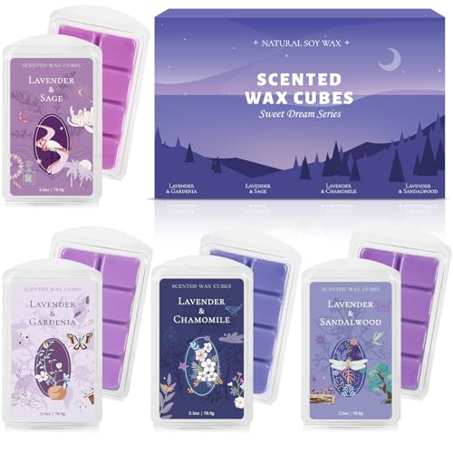 Scent-Hi Duftwachswürfe, Duftwachs, Wachswürfel, Wachstörtchen, Natürliches Soja, Lavendel, Salbei, Gardenie, Sandelholz und Kamille, Heimdekoration, für Muttertag, SPA - 4 Duftend 4 Teiliges Set Scent-Hi Duftwachswürfe, Duftwachs, Wachswürfel, Wachstörtchen, Natürliches Soja, Lavendel, Salbei, Gardenie, Sandelholz und Kamille, Heimdekoration, für Muttertag, SPA - 4 Duftend 4 Teiliges Set von Scent-Hi