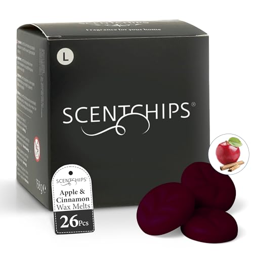 Scentchips® Winter Duftwachsmelts Apfel & Zimt – Aromatische Duftchips für Duftlampen, Wachsbrenner und Raumduft – Winterliche Duftwachstafeln, 26 Stück von Scentchips