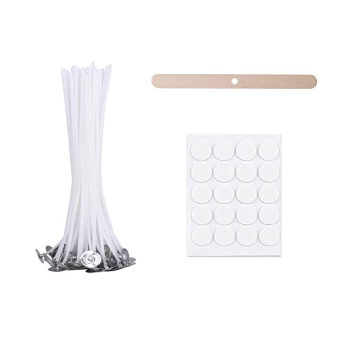 Scentoria 20 Stück Kerzendocht, Dochte für Kerzen, Kerzendochte für Kerzen, Kerzen Docht Set, Docht für Kerzen Gießen, Kerzen Selber Machen Set, Candle Wick, 20 Stück Kerzendochtaufkleber(10cm Q) von Scentoria
