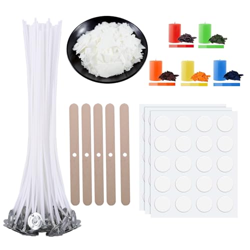 Scentoria Kerzen Selber Machen Set, Kerzen Selber Machen, Kerzenwachs zum Gießen, Sojawachs für kerzen 300g, 50 Kerzendochte, 5 Kerzenfarbe, 50 Kerzen Aufkleber, 5 Dochthalter, Candle Making Kit B von Scentoria