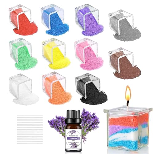 Scentoria Kerzensand, Paraffinwachs für Kerzen, Kerzenwachs Granulat 11 Farben, mit 17 Dochte, kerzensand mit duft und docht, Kerzenwachs zum Gießen, Kerzen Sand für die DIY Kerzenherstellung (220g) Scentoria Kerzensand, Paraffinwachs für Kerzen, Kerzenwachs Granulat 11 Farben, mit 17 Dochte, kerzensand mit duft und docht, Kerzenwachs zum Gießen, Kerzen Sand für die DIY Kerzenherstellung (220g) von Scentoria