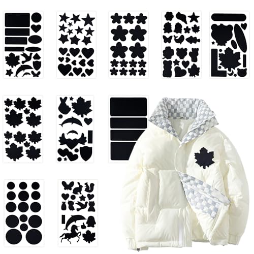 Scettar 10 Blatt, 153 Klebepunkte Patches zur Reparatur von Daunenjacken, selbstklebend, Nylon, verschiedene Größen und Formen, für Daunenjacken, Zelt, Kleidung, Taschen Scettar 10 Blatt, 153 Klebepunkte Patches zur Reparatur von Daunenjacken, selbstklebend, Nylon, verschiedene Größen und Formen, für Daunenjacken, Zelt, Kleidung, Taschen von Scettar