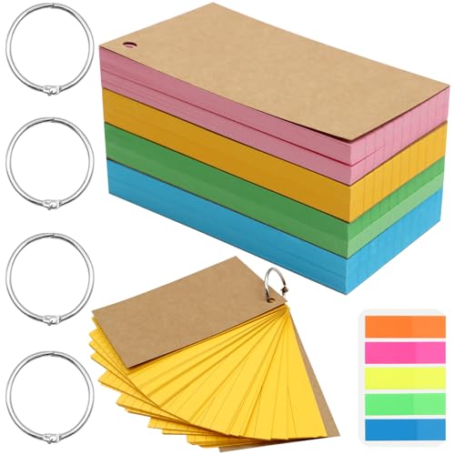 Scettar 400 Stück Karteikarten Mit Karteikarten Ring, 12.7 * 7.6cm Moderationskarten In 4 Farben Für Notizen, 5 Farben Von Fluoreszenz Haftnotizen 4.5 * 1.7CM, Flashcards Für Büro/Schule Scettar 400 Stück Karteikarten Mit Karteikarten Ring, 12.7 * 7.6cm Moderationskarten In 4 Farben Für Notizen, 5 Farben Von Fluoreszenz Haftnotizen 4.5 * 1.7CM, Flashcards Für Büro/Schule von Scettar