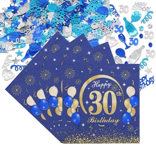 Scettar 50 Stück Dekoration Geburtstag Geburtstag Servietten mit Konfetti Happy Birthday 33 x 33 cm Blau Gold Servietten Papier Geburtstag für Geburtstagsfeiern Dekoration (30. Jahre) Scettar 50 Stück Dekoration Geburtstag Geburtstag Servietten mit Konfetti Happy Birthday 33 x 33 cm Blau Gold Servietten Papier Geburtstag für Geburtstagsfeiern Dekoration (30. Jahre) von Scettar